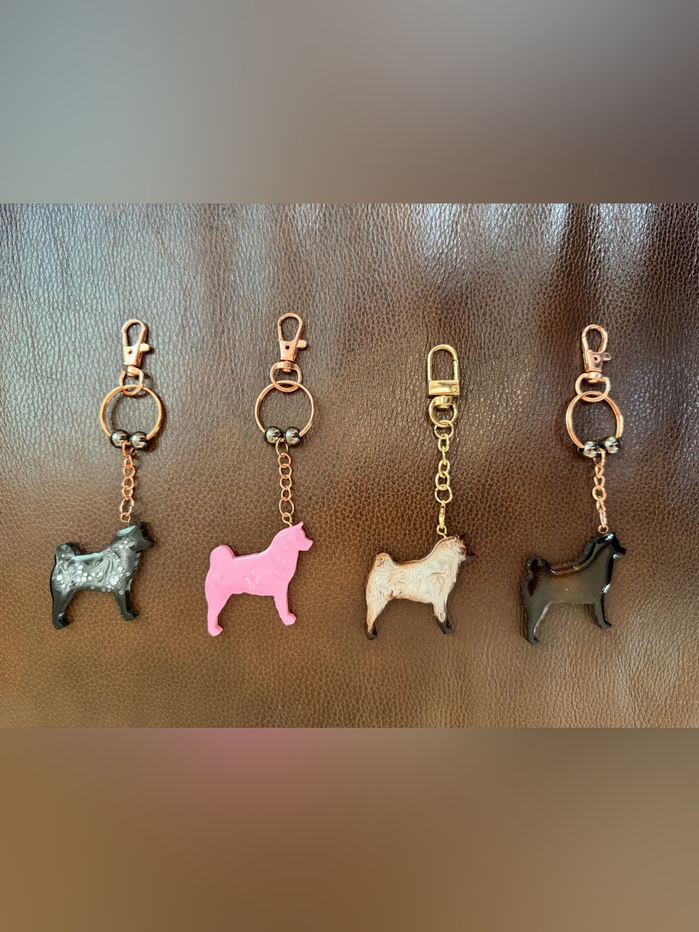 Handmade Epoxy Resin Husky Dog Bag Charm